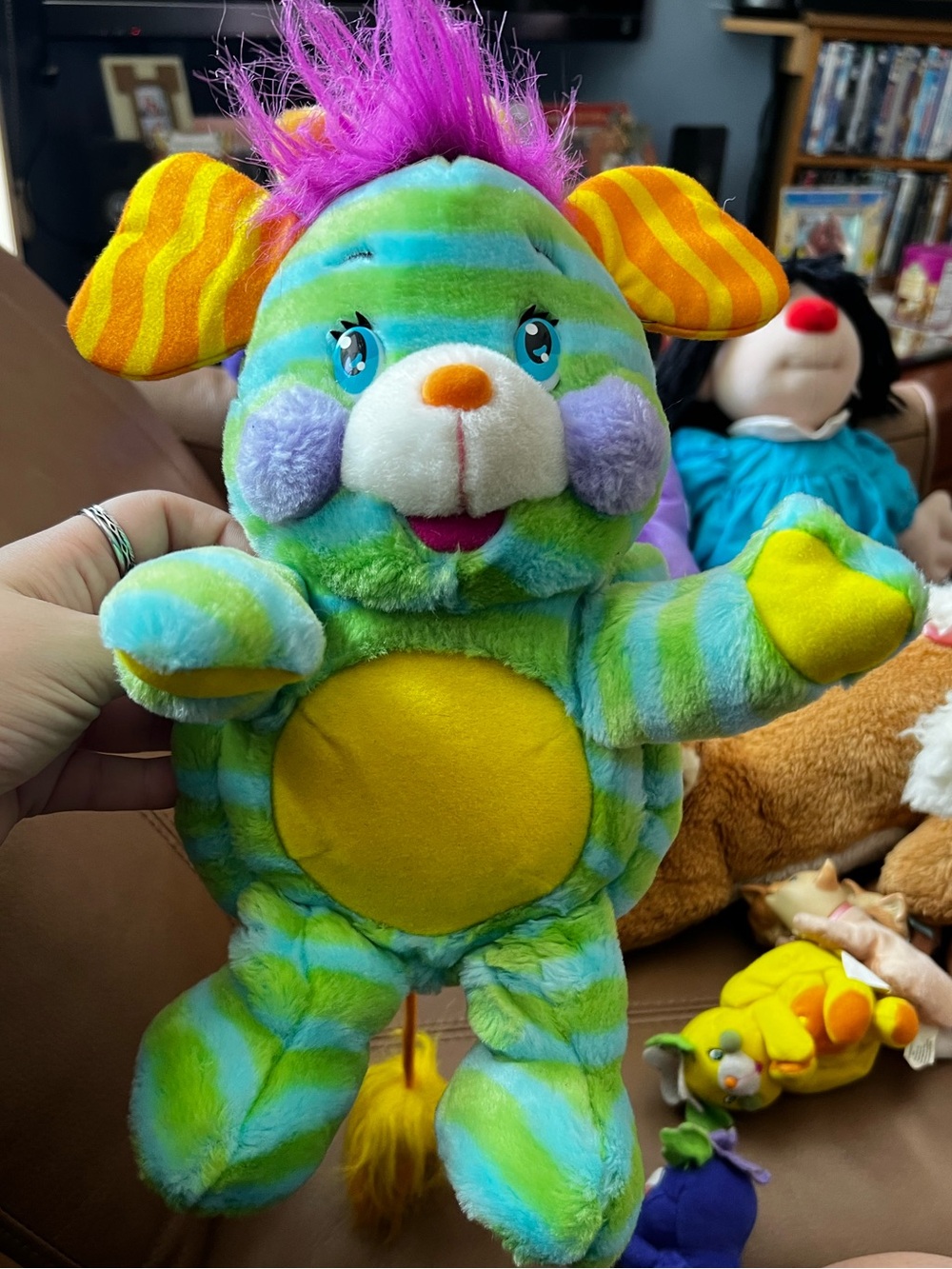 Vintage Plush Popples Pinwheel with Green and Blue Stripes